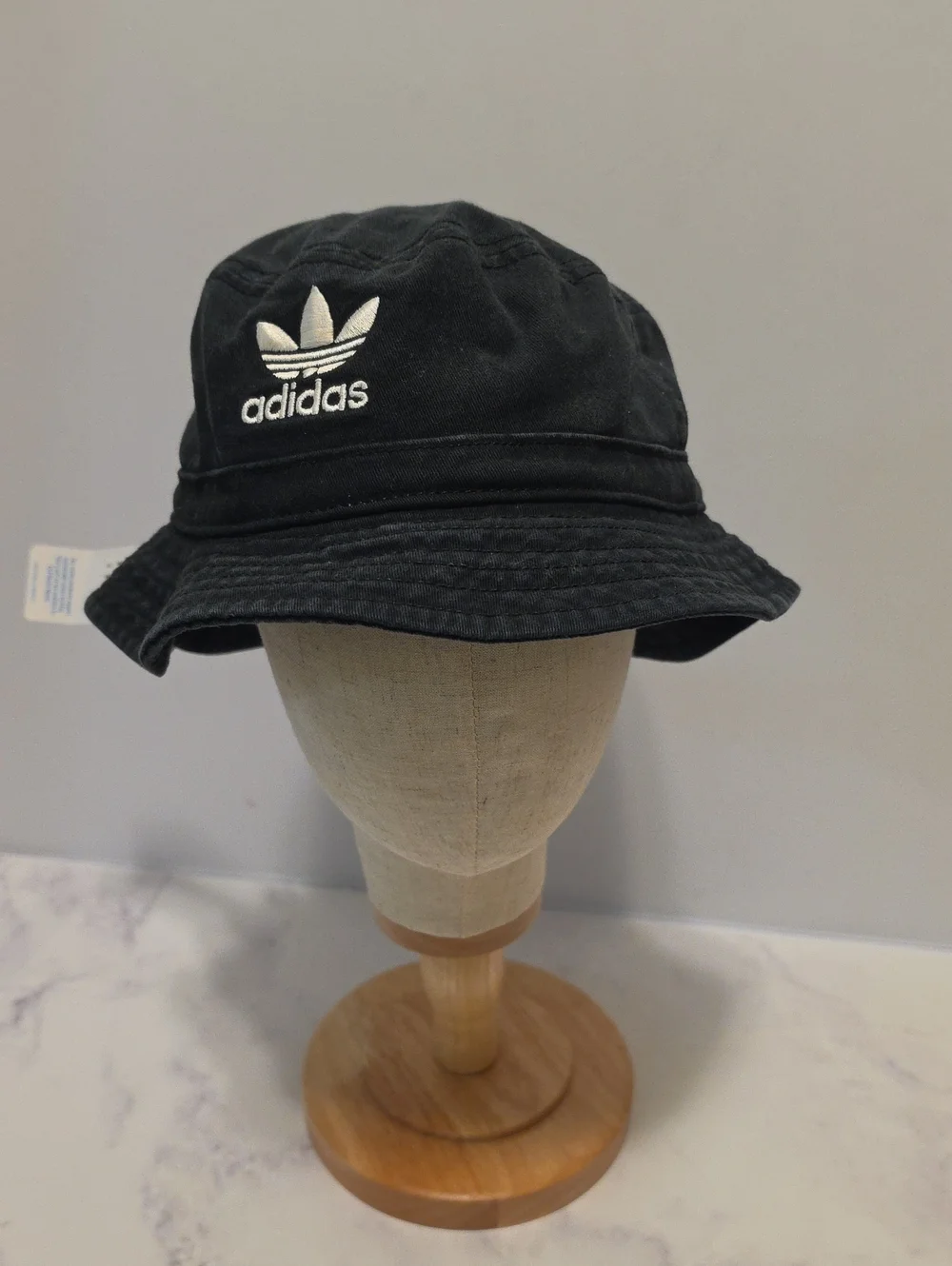 Adidas Black Bucket Hat with White Trefoil Logo
